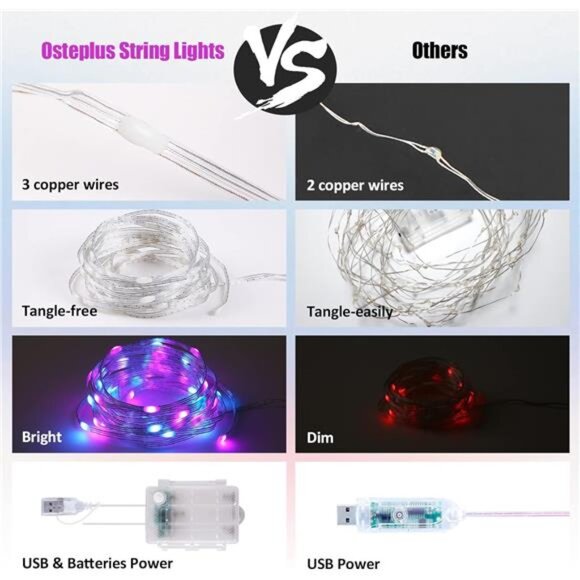 Battery Operated Fairy Lights Color Changing String Lights Remote Indoor Outdoor - Picture 5 of 7